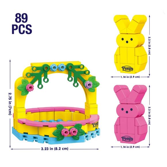 Brickcraft Peeps Easter Basket Pink & Yellow Brick Building Kit (89 Piece‎ Set) - Picture 2 of 4
